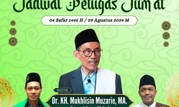 Jadwal Petugas Jum’at Masjid Raya At-Taqwa Kota Cirebon Jum’at, 04 Safar 1446 H / 09 Agustus 2024